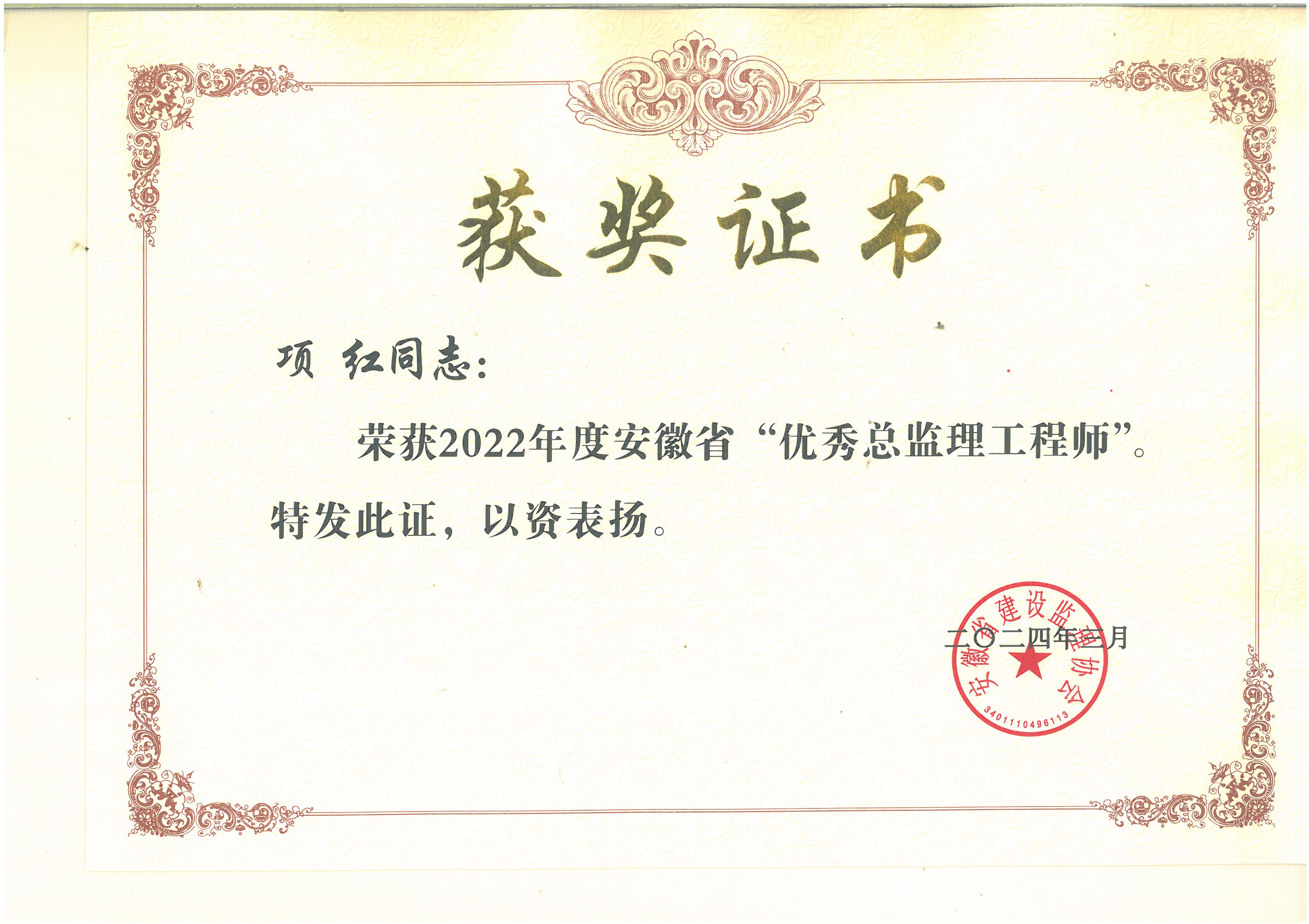 2022年度安徽省项红优秀总监